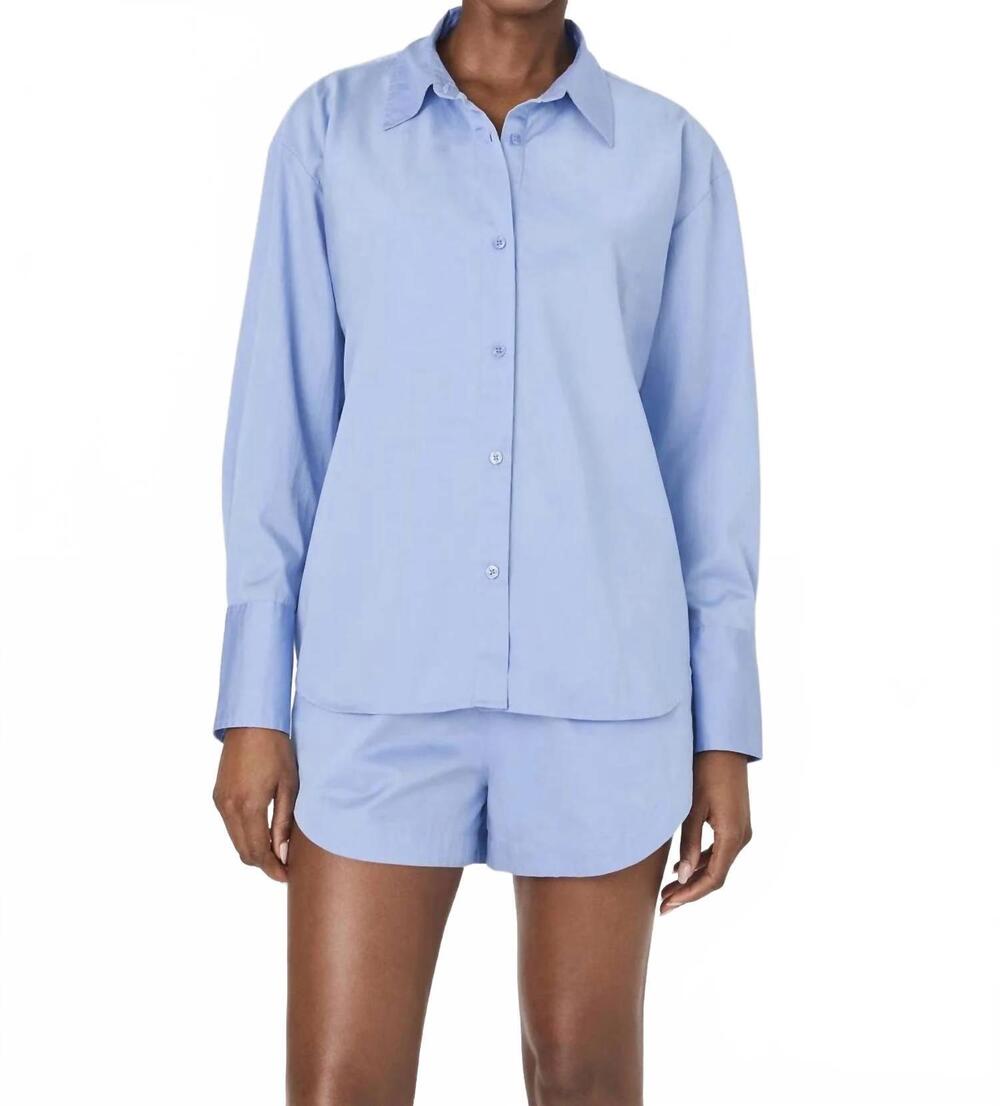 NEW FRENCH CONNECTION alexis cotton shirt in oxford blue